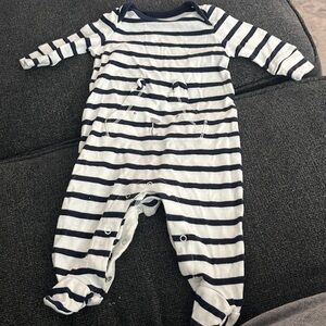 Navy and white onesie with feet